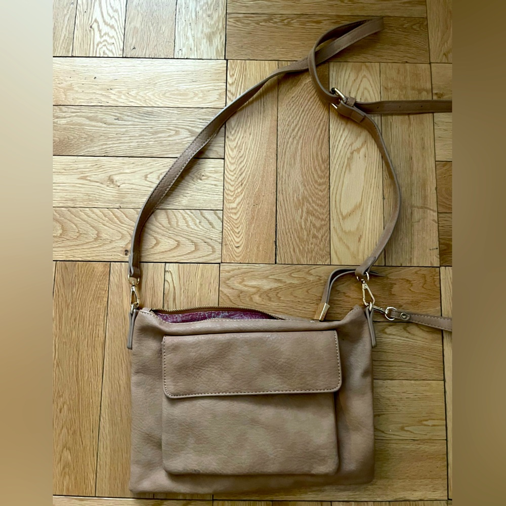 Tan suede crossbody purse